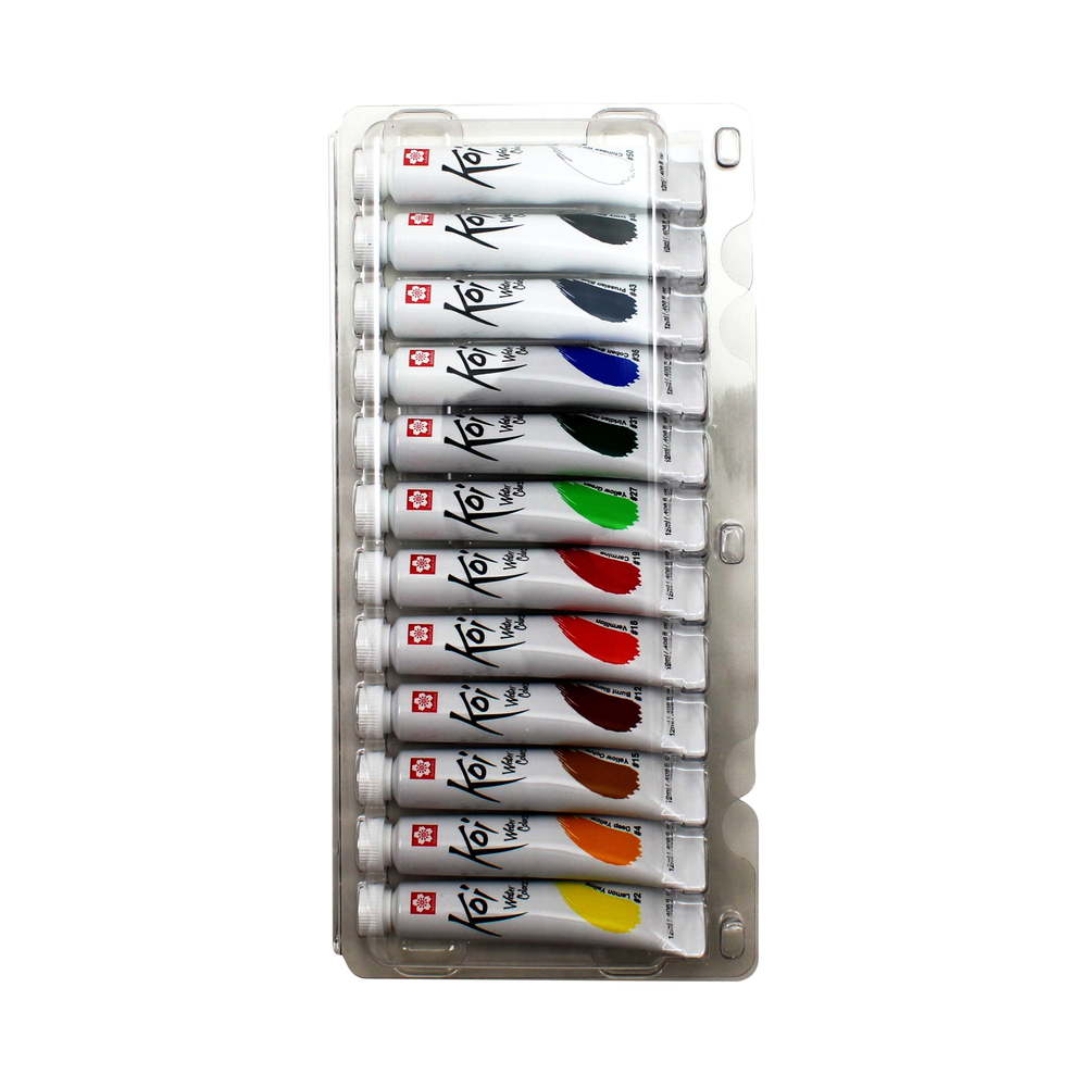 Sakura Koi Watercolor - Set of 12, Assorted Colors, 12 ml, Tubes (Tubes in tray)